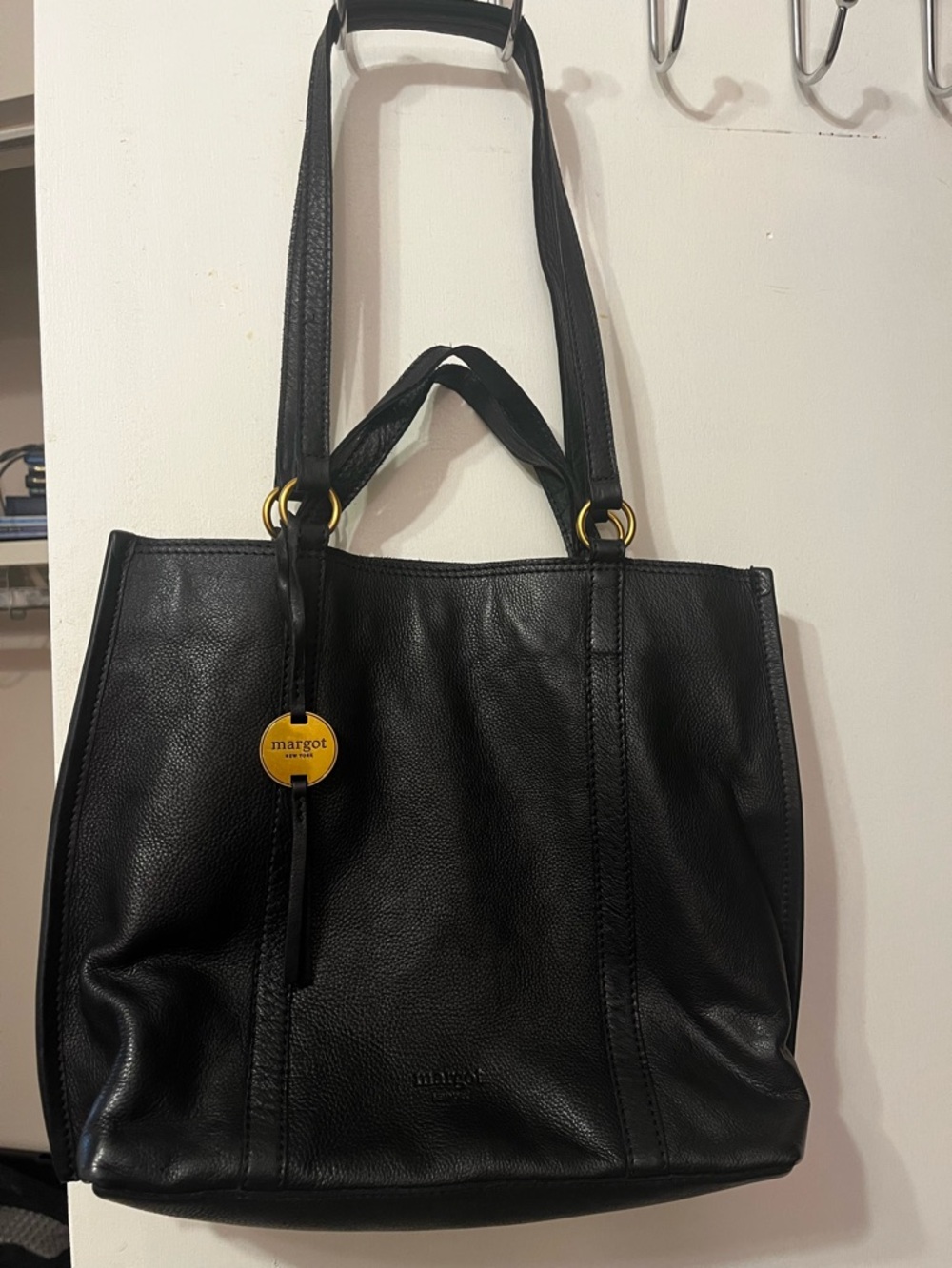Margot New York Black Leather Tote/Satchel Bag